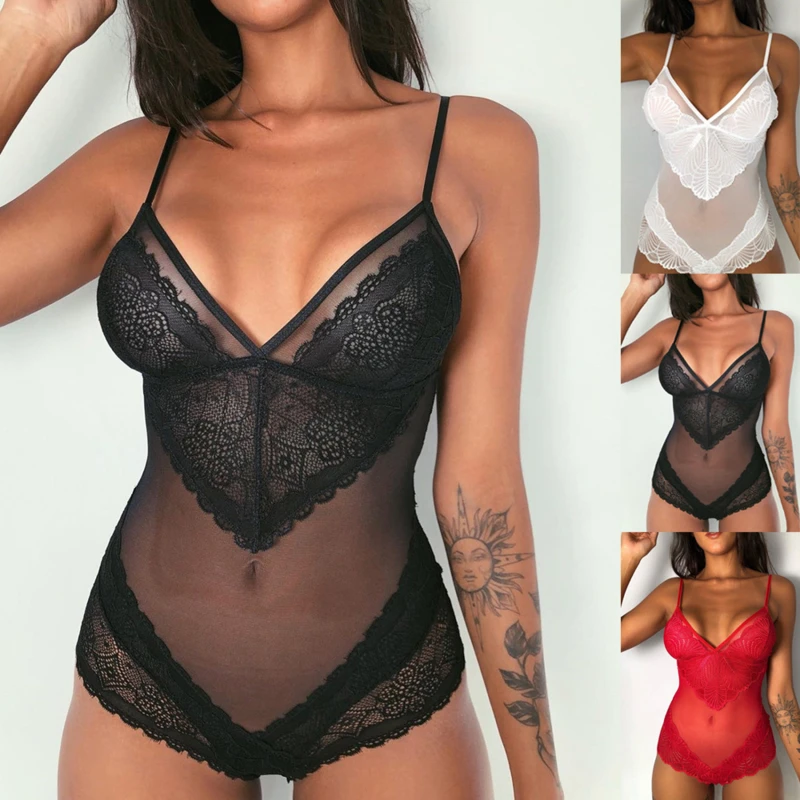 

Womens Sexy Lingerie Nighwear Bodysuit Lace Mesh Underwear Ladies Babydoll Lingerie Underwear Plus Size