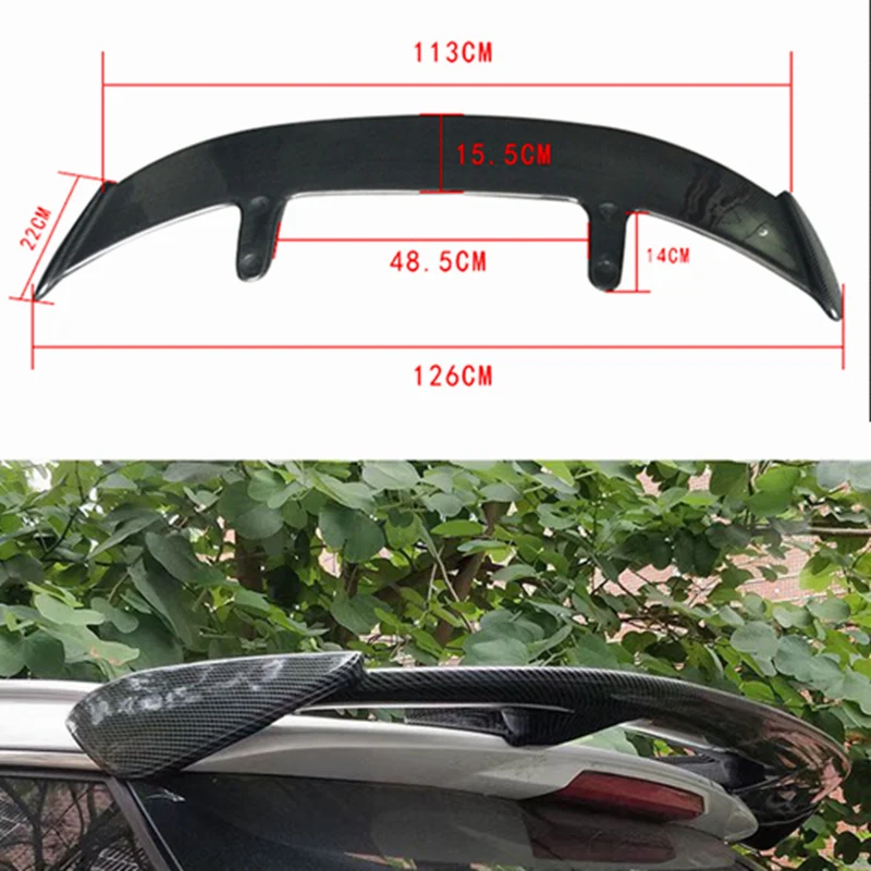 

For Toyota Venza 2021 Spoiler ABS Plastic Carbon Fiber Look Hatchback Roof Rear Wing Body Kit Accessories