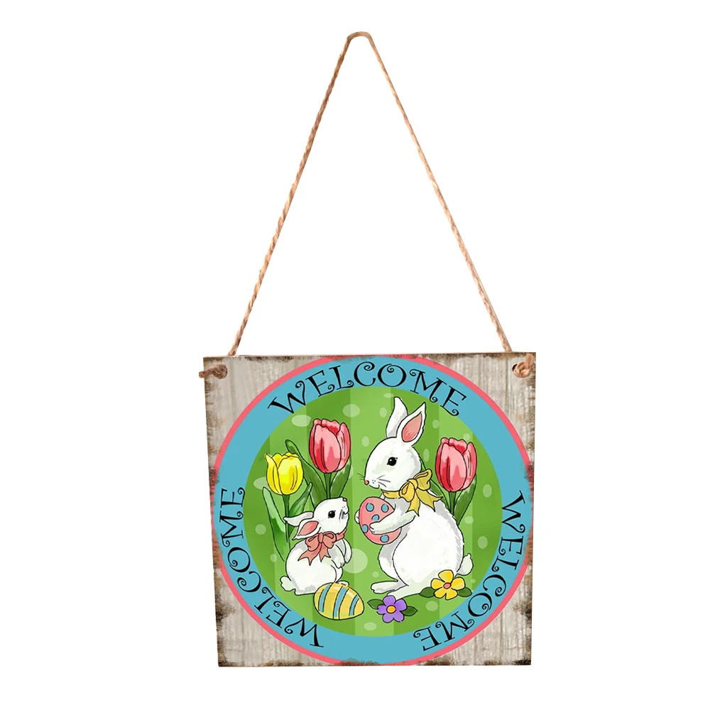 Креативная Пасхальная подвесная доска с рисунком кролика из дерева семейный