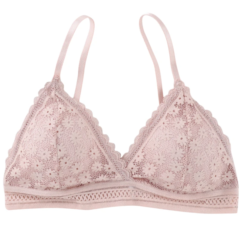 

Women's New Bra Summer Sexy Lace Strap Fashion Beautiful No Steel Ring Comfortable Cotton Skin-friendly Solid Color Bra