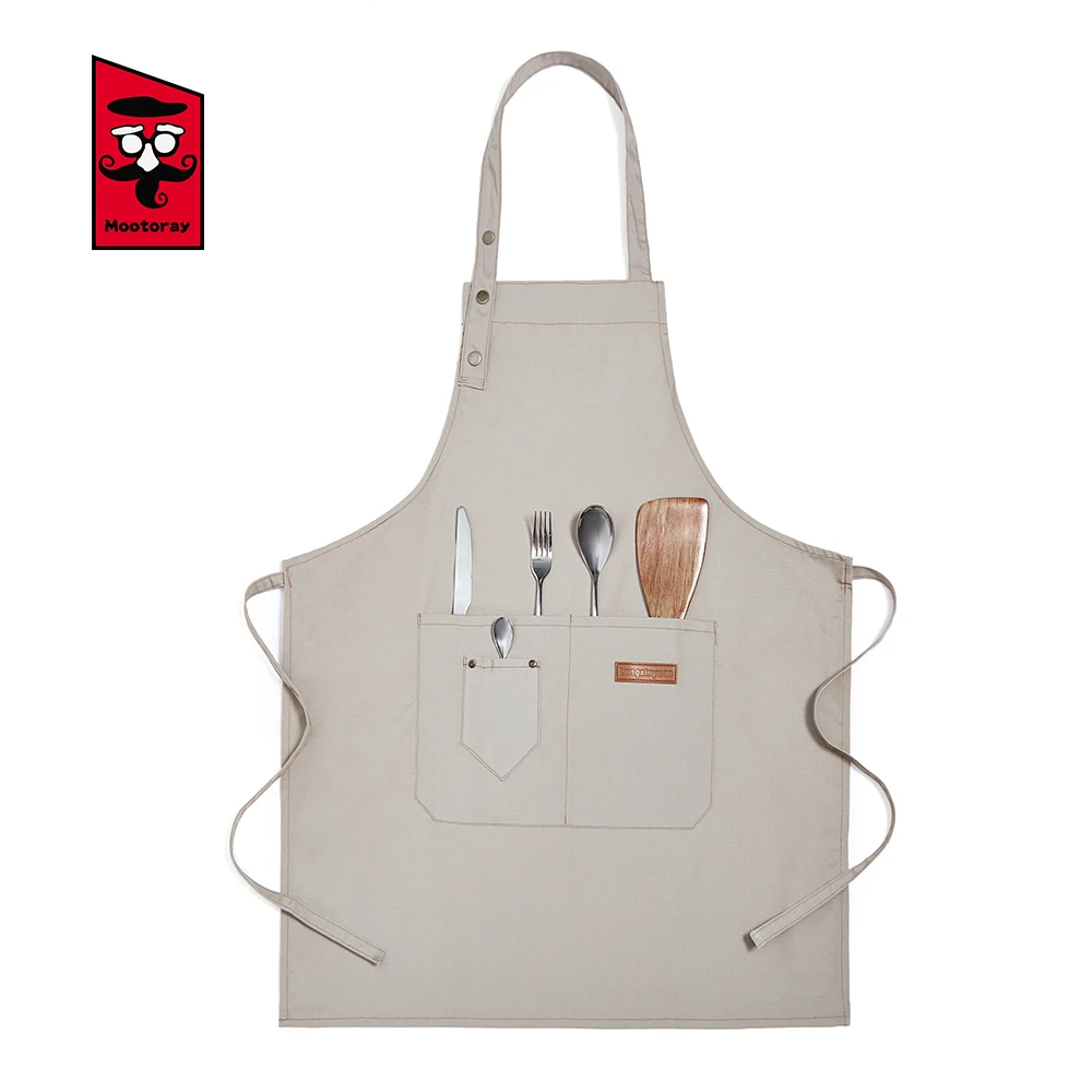 

Adjustable Halter Canvas Apron Wear-resistant Unisex Chef Apron Restaurant BBQ Cafe Bakery Barber Shop Florist Waiter Apron