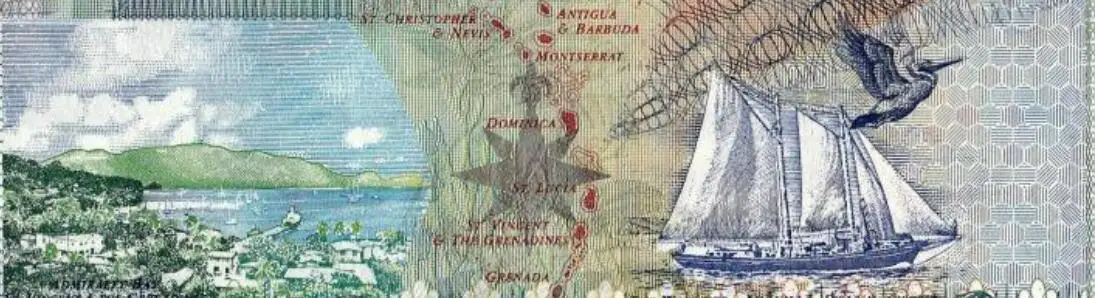 Восточно Карибские Штаты D (Доминика) 10 долларов 2000 P 38d UNC Оригинал