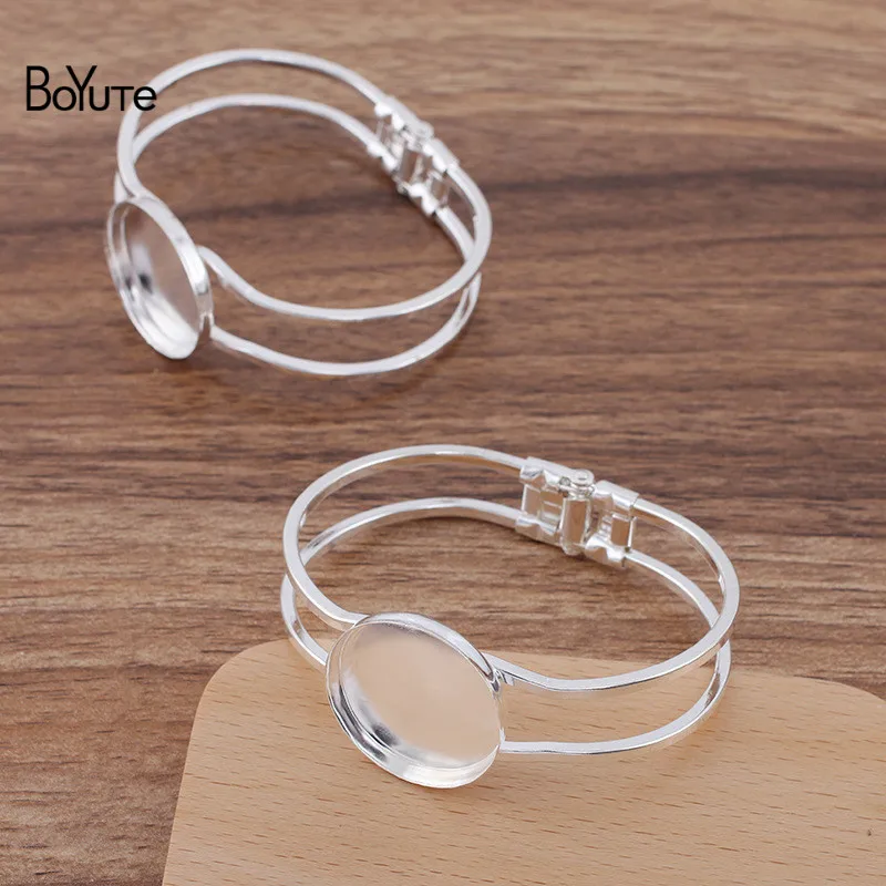 BoYuTe Custom Made (50 Pieces/Lot) 65*60MM Silver Plated Bracelet Base with 25MM Blank Tray DIY Handmade Jewelry Accessories