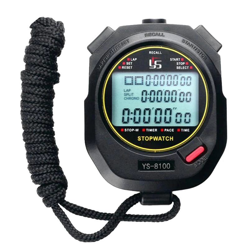 

Цифровой Секундомер-таймер многофункциональные портативные часы-хронограф с таймером для занятий спортом на открытом воздухе (черный)