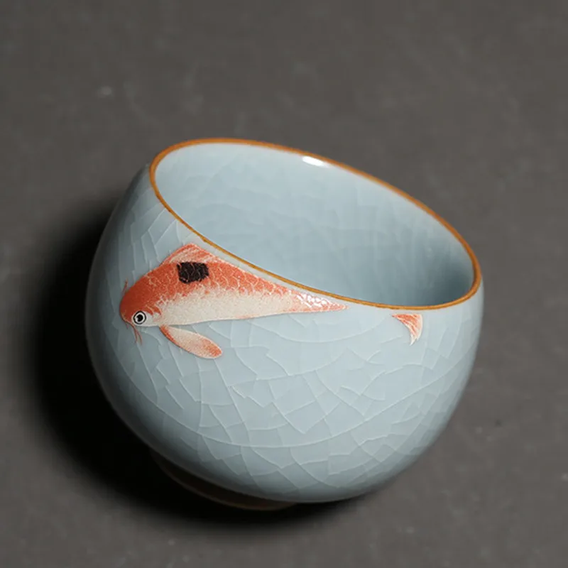 Керамическая чайная чашка Ruyao в виде печи маленькая фарфоровая для чая рыбы