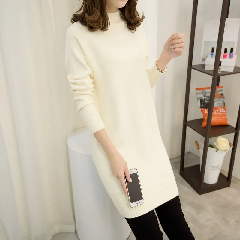 Свитер женский вязаный с высоким воротом свободный длинный на осень/зиму WXF567 2020 |