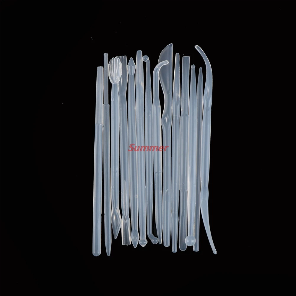 

New 14Pcs Plastic Carving Clay Sculpting Shaper Set Craft Wax Polymer Pottery Modeling Tools Kitchen Decorating Color Random