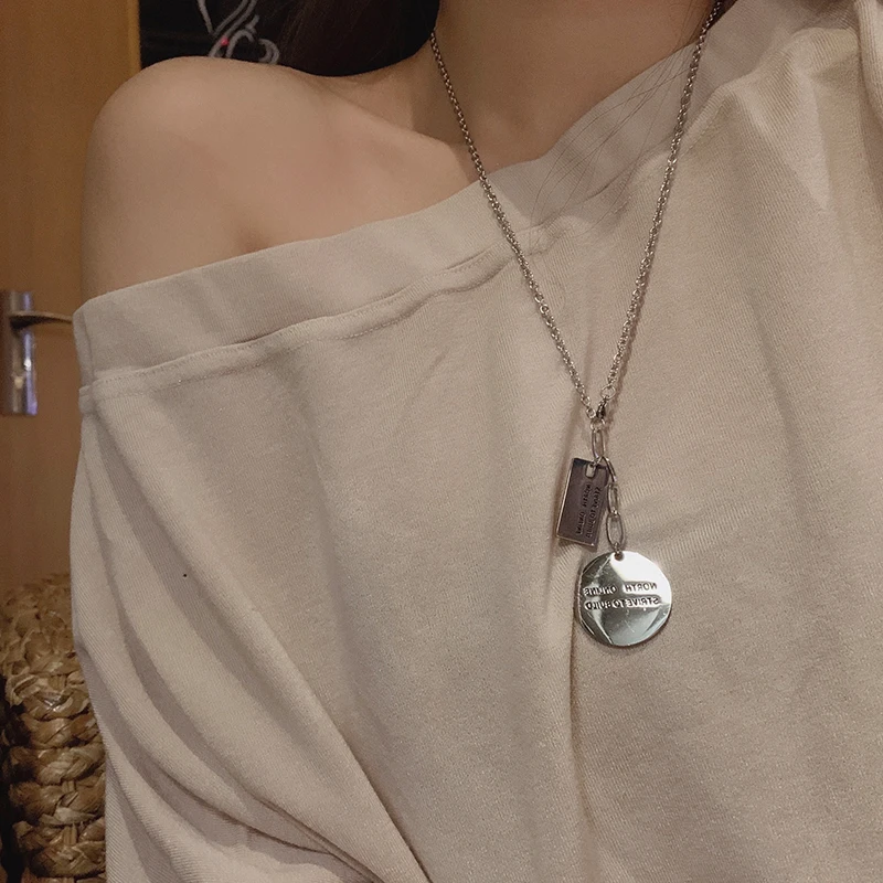 Дизайнерское простое двойное ожерелье с надписью из титановой стали