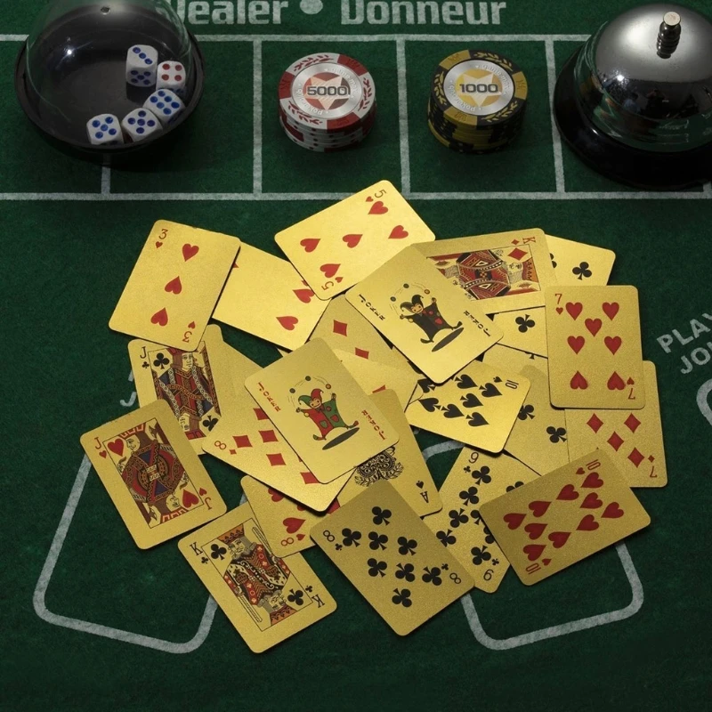 

Waterproof Card Gift Collection Gambling Board Game Pack Cards Golden Playing Cards Plastic Poker Game Deck Mini Pokers