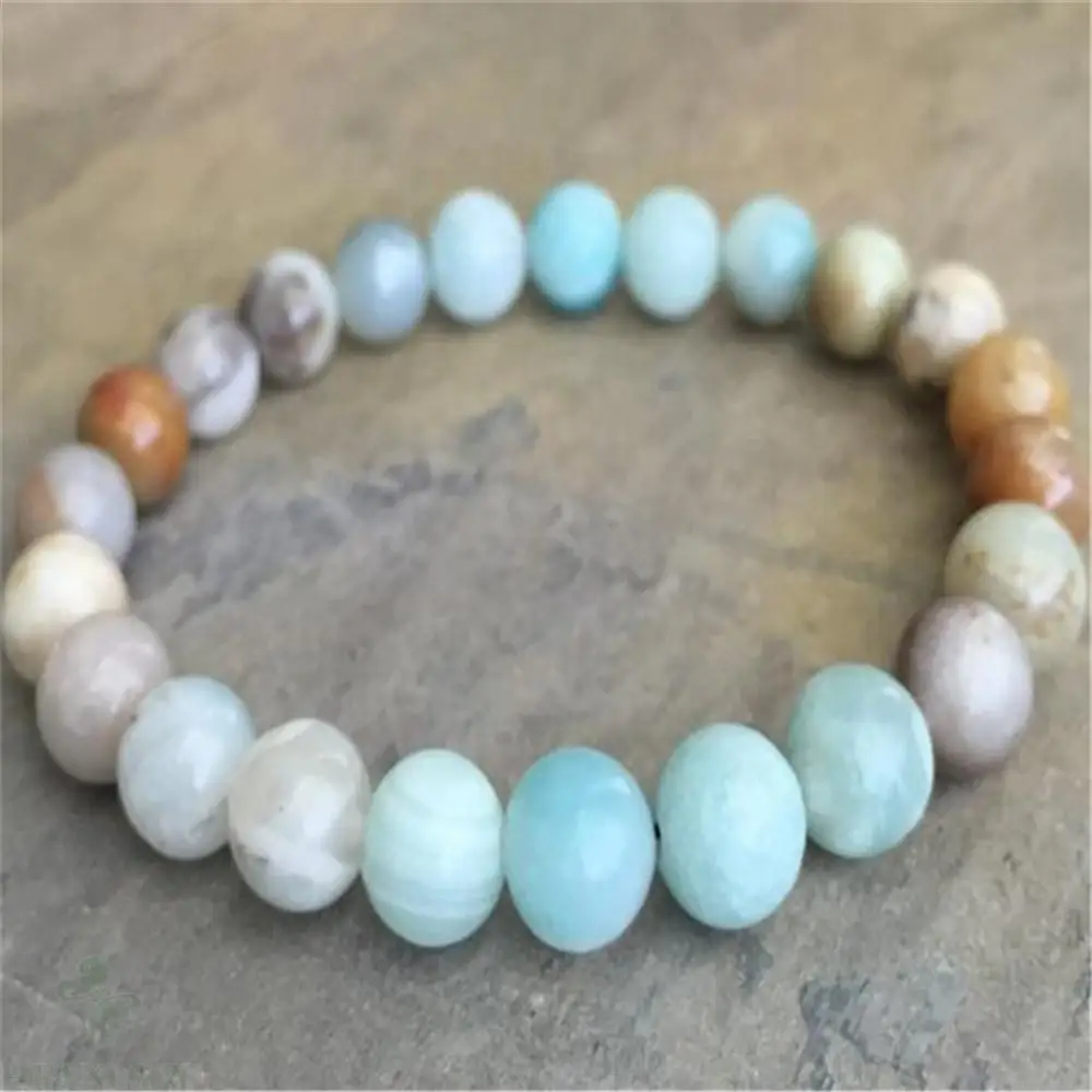 8mm 1 Pair Amazonite Stone Mala Bracelet Yoga Bangle Spiritua Buddhism Tibetan | Украшения и аксессуары