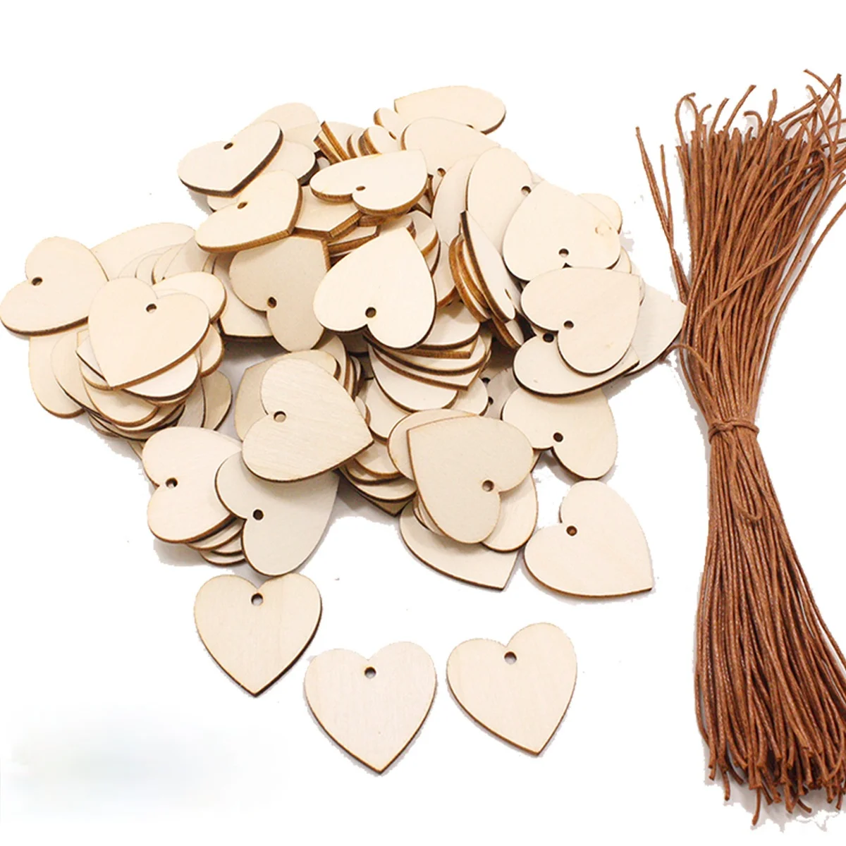 

20pcs Wooden Love Hearts Discs with Holes Unfinished Wood Slices for Crafts Centerpieces DIY Christmas Ornaments Hanging Decor