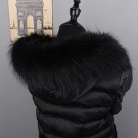 ms minshu genuine raccoon fur hood trim scarf black color fox fur collar scarf big fur collar custom made hoodie fur trim