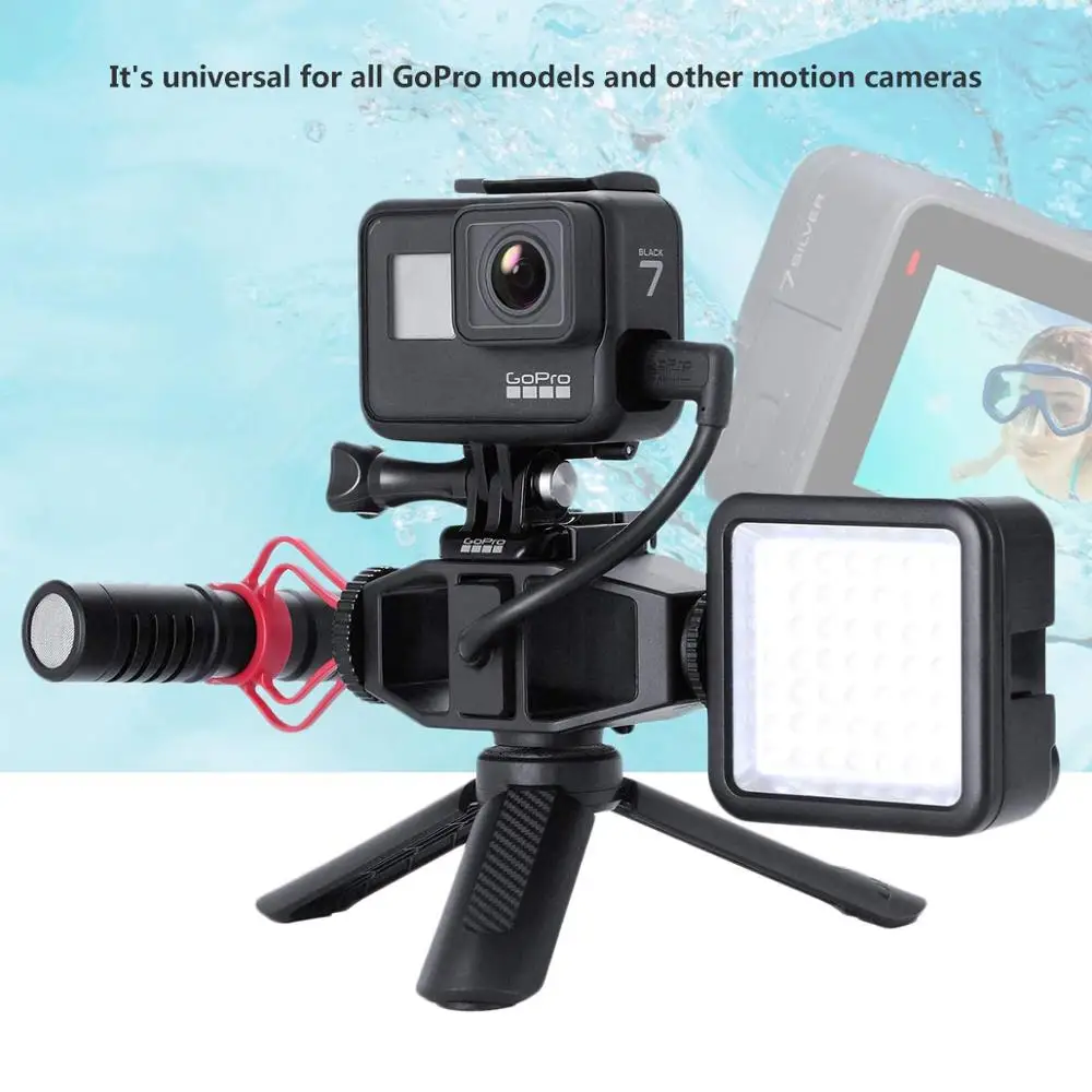 Микрофонный адаптер для GoPro Vlogging Setup Bracket w 2 крепление микрофона Штатив Адаптер Hero