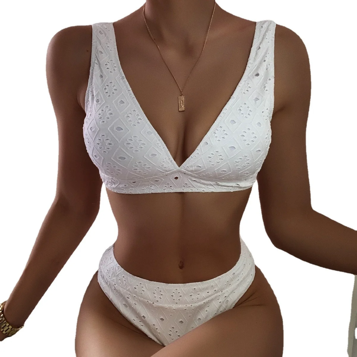 

Белый купальник-бикини, купальный костюм с вырезами, женский сексуальный белый комплект бикини с вырезами YS146