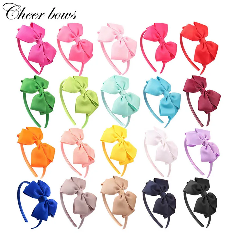 20 шт./лот Детская повязка для волос ручной работы однотонные банты из бутика