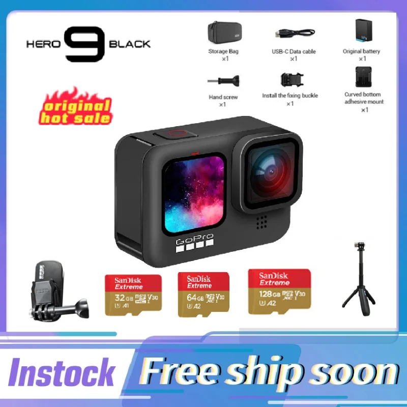 GoPro HERO 9 Black подводная Экшн камера 4K 5K с цветным передним экраном Спортивная 20 Мп