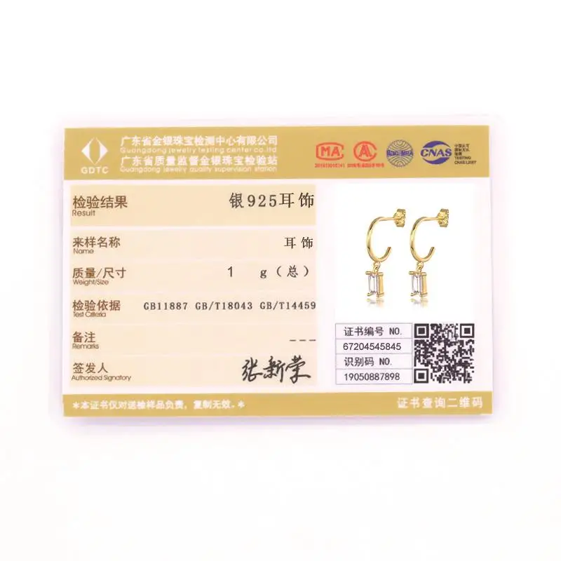 

Aide 925 Sterling Silver Pendant Dangle Earrings Colored Rectangular Zircon Drop Earring For Women Girls pendientes plata 925