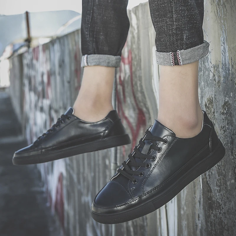 Белые кожаные туфли Мужская модная Повседневная дышащая кожаная обувь сезон