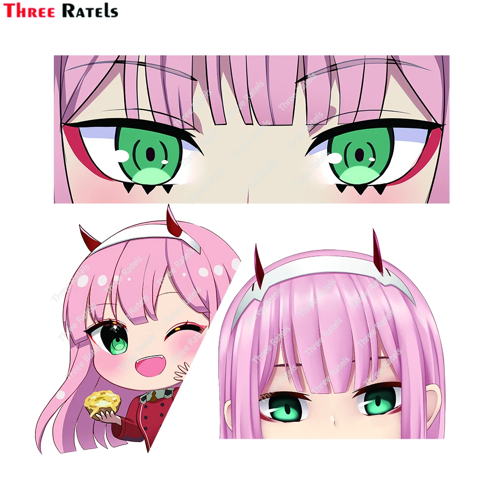 Виниловые водонепроницаемые наклейки и Three Ratels E617 ZERO TWO PEEKING CHIBI