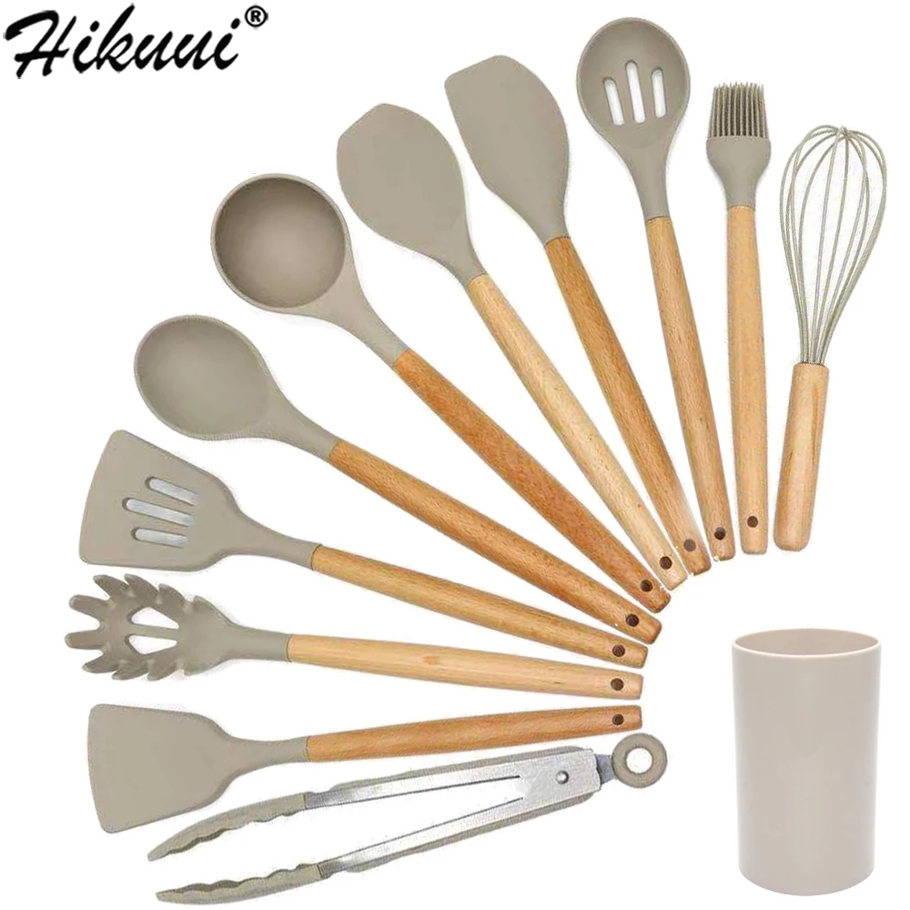 

Beste Silikon Kochen Utensil Set Holzgriff Spachtel Suppe Lfel Pinsel Schpfen Pasta Sieb Nicht-stick Kochgeschirr Kche Werkzeuge