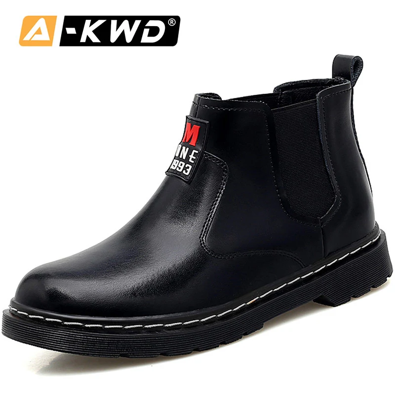 

Ботинки мужские зимние из натуральной кожи, без шнуровки, с высоким берцем