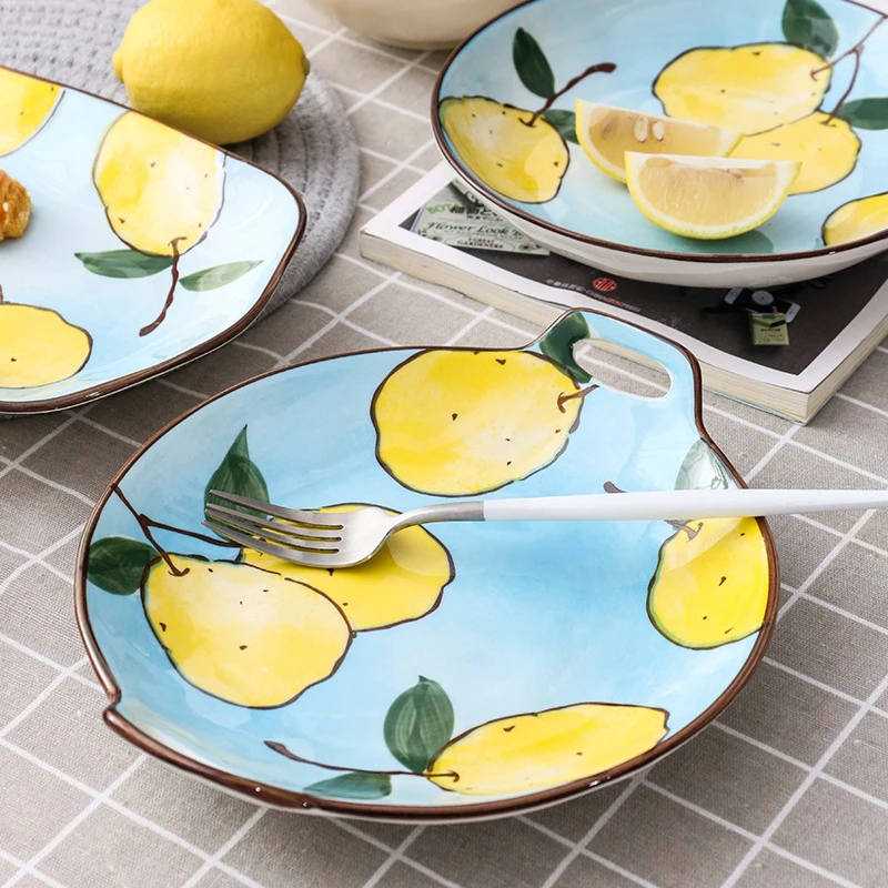 Набор посуды с фруктовым узором керамическая тарелка цветная миска для риса диск