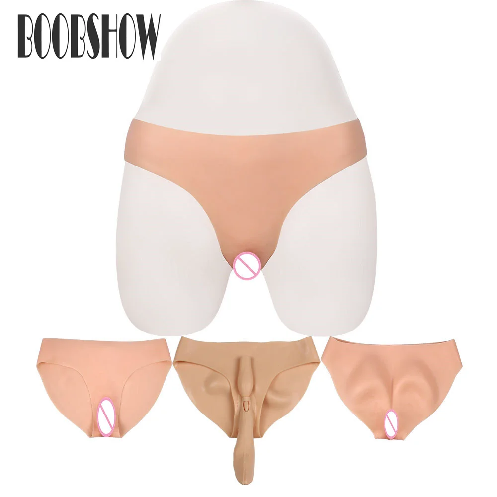 Имитация силиконовая искусственная вагина женские трусы скрывает пенис для