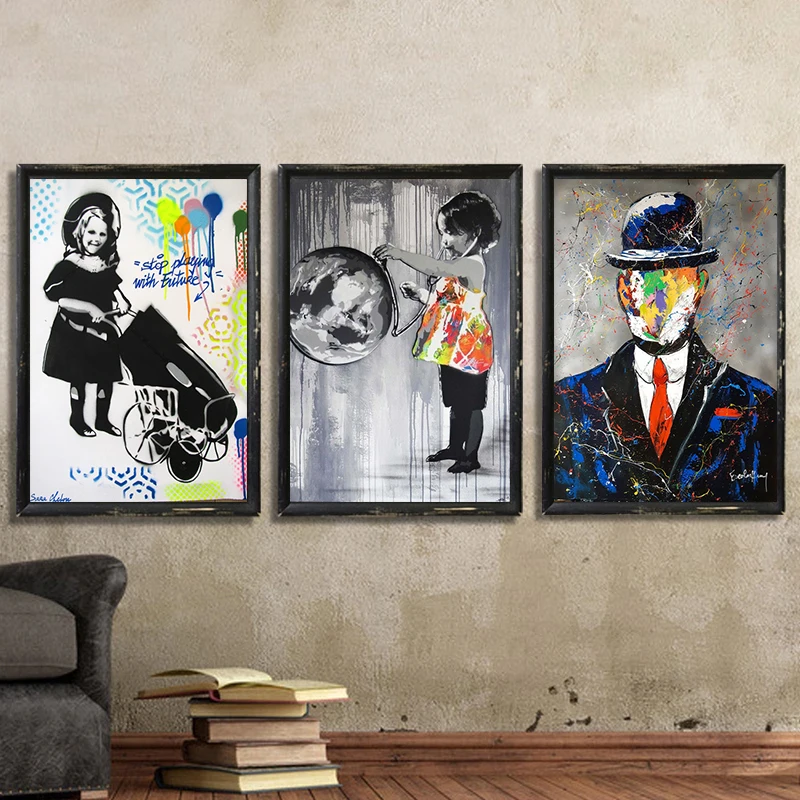 

Banksy Street Graffiti Art Canvas Painting Abstract Fashion Posters and Prints Wall Art Pictures for Living Room Home Decoration