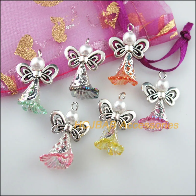 18 шт тибетские серебряные бусины крылья с украшением из цветов Танцы амулеты