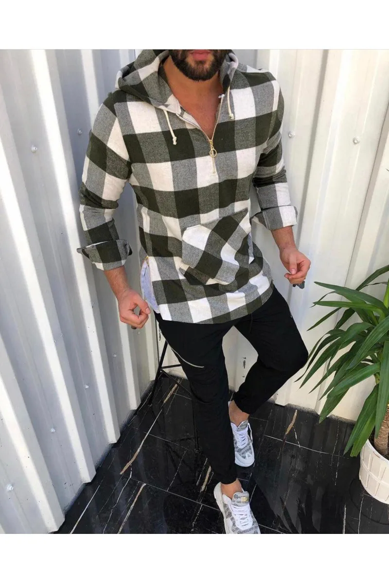 Повседневная одежда Novo outono marca de moda roupas masculinas ajuste fino dos homens camisa manga comprida xadrez
