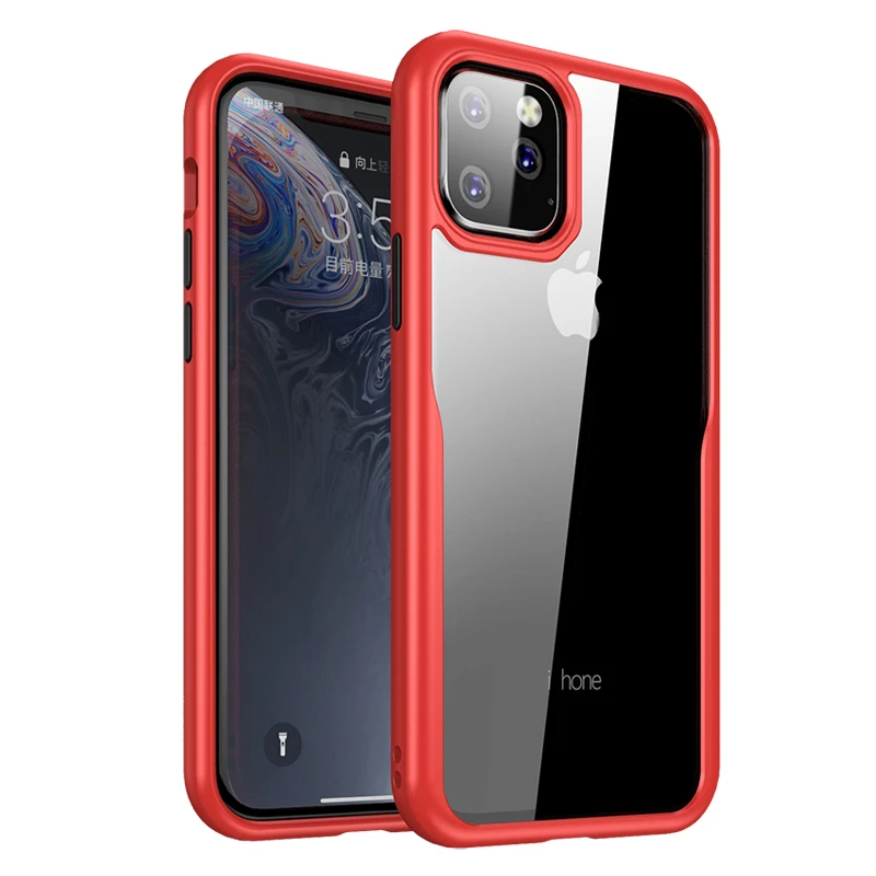 Противоударный чехол для iPhone 11 Pro, [военный класс, протестированный при падении] [2-го поколения] Полупрозрачный матовый чехол с мягкими краями - Цвет: Red Black