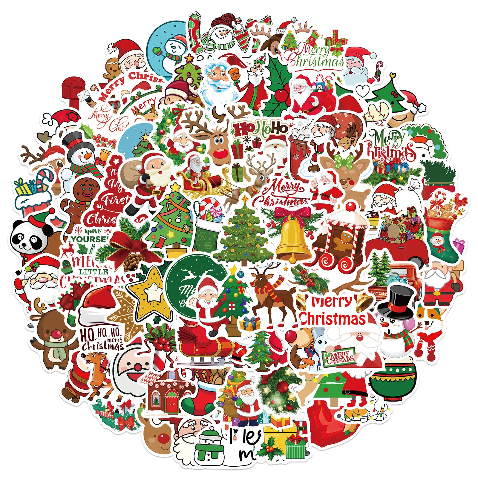 10/50/100pcs New Year Merry Christmas Stickers Deer Santa Claus Snowman Children Gift Decal DIY for Skateboard Luggage Suitcase