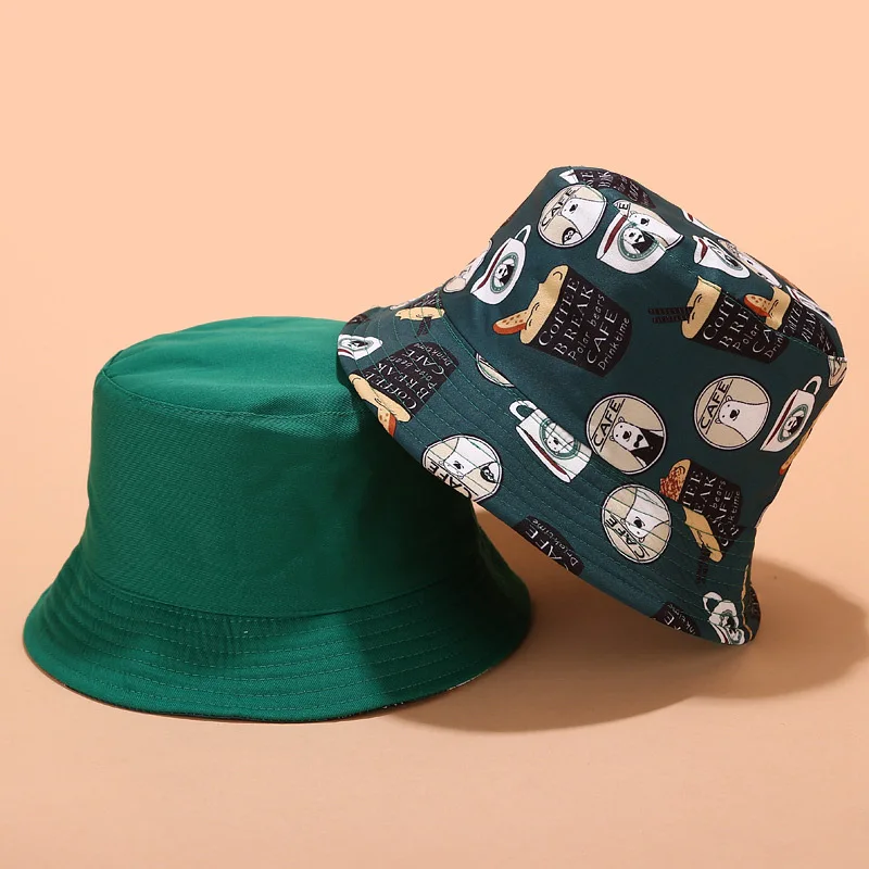 

Fashion Cartoon Bucket Hat Women Summer Panama Fisherman Fishing Hats Foldable Sunshade Streetwear Hip Hop Flat Top Hats gorras