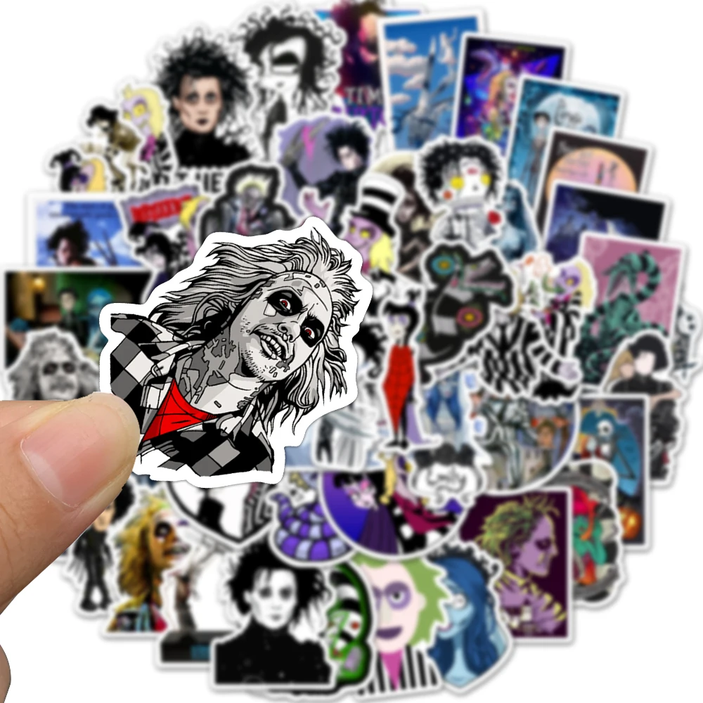 50PCS Tim Burton Classic Movie Stickers Skateboard Fridge Guitar Travel Luggage Laptop Cool Graffiti Sticker for Kid Toy Decals - купить по