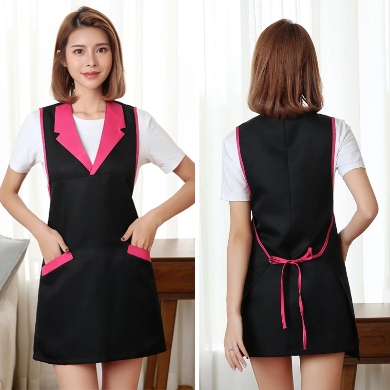 

Kitchen Home BBQ Drawing Women Apron Dress Salon Coffee Shop Hotel Waiter Hairdresser Aprons Cooking Cleaning Bibs Accessory