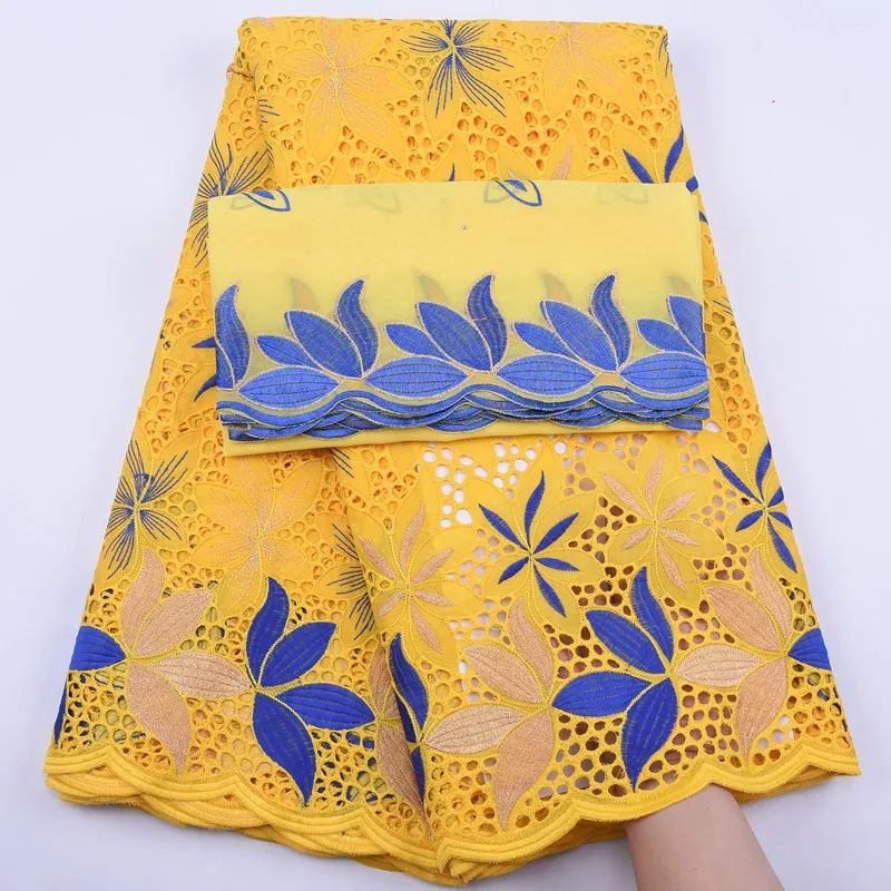 Африканская сухая хлопчатобумажная кружевная ткань 2020 черный 5 + 2 ярдов