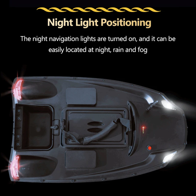 

500M GPS Navigation RC Fishing Bait Boat 40 Spots Save Dual Silo 3KG Load LCD Screen Night Light 6H Duration Smart Return RC Toy