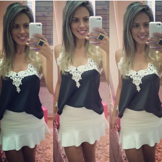 Шифоновая Блузка без рукавов открытая работа крючком кружева шить женские топы