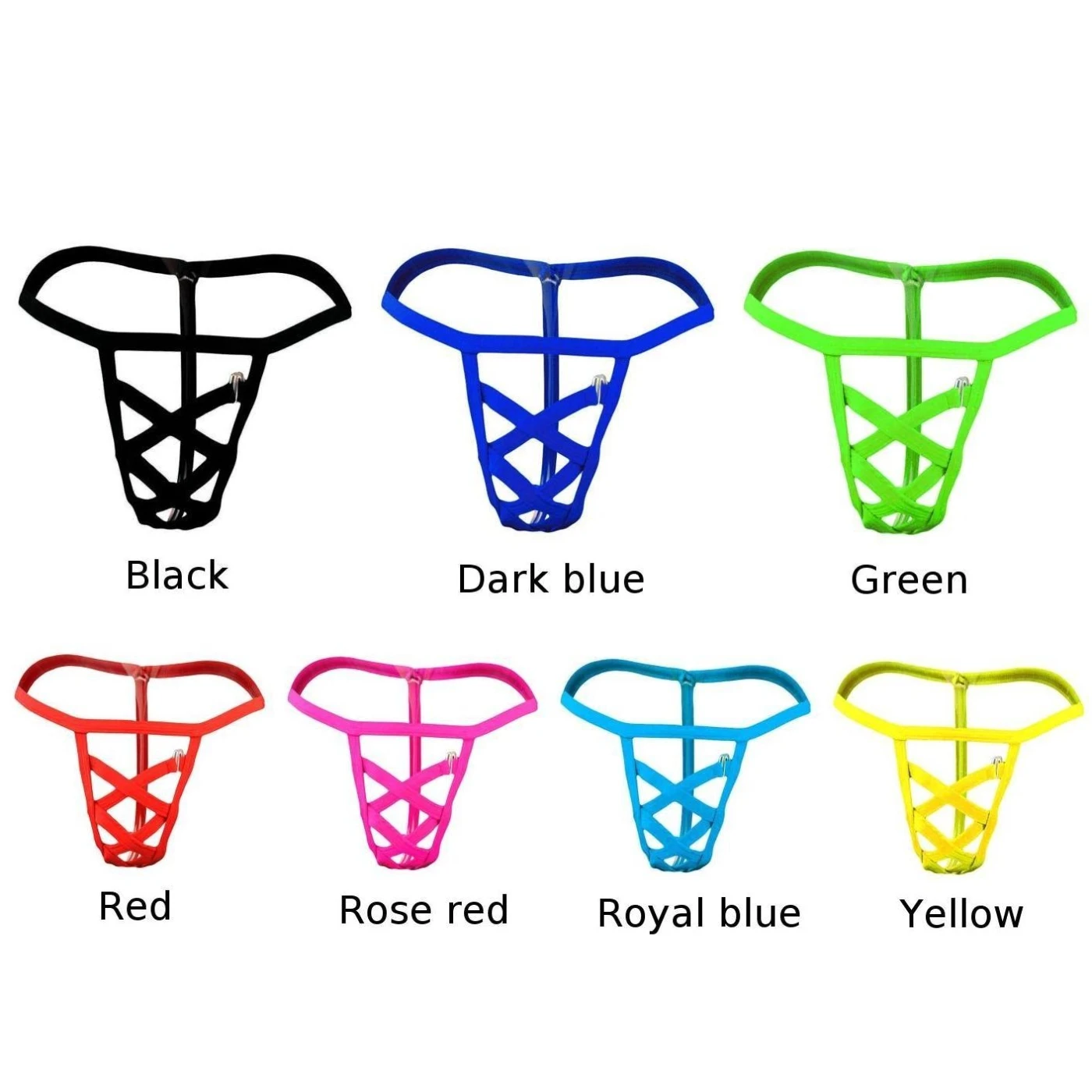 

Men Briefs Solid Color Lingerie T-back Thong G-String Underwear Low Waist Hollow Out Jockstrap Briefs Male Underpants Breathable