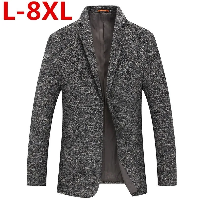 Пиджак plus8XL/7XL/6XL/5XL мужской брендовая одежда весенний пиджак модный приталенный