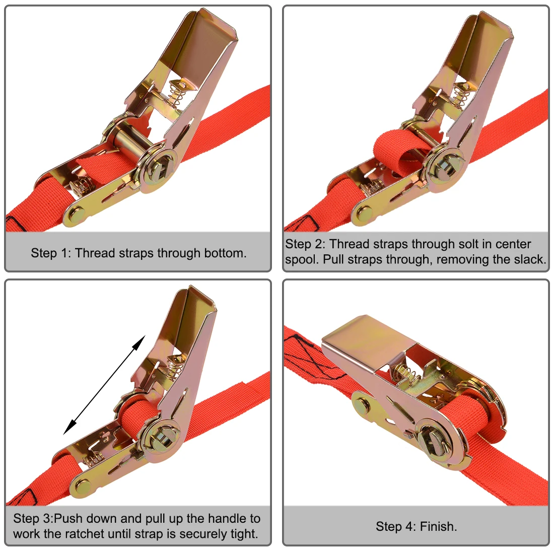 

uxcell 4.5M x 25mm Ratchet Tie Down Strap Cargo Lashing Straps Up to 250Kg, Red