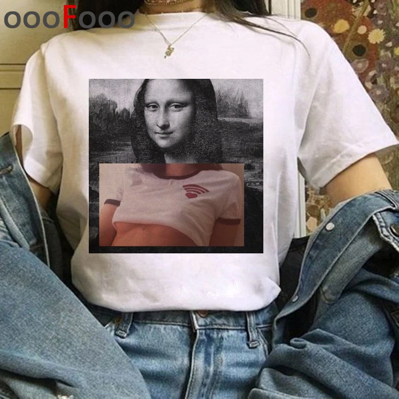 Mona Lisa Футболка женская Эстетическая Harajuku футболка уличная Корейская harajuku
