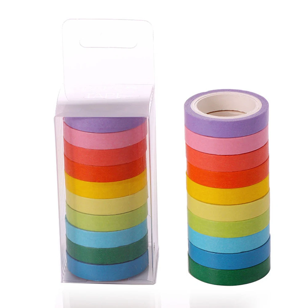 10 шт. разноцветная лента Радужный рулон маскирующая клейкая декоративная