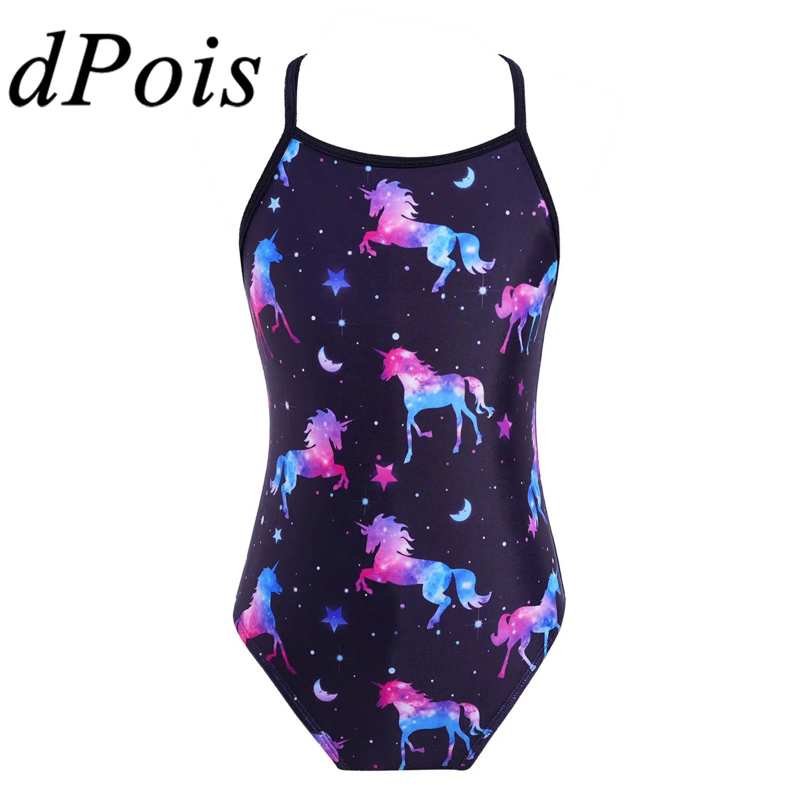 

Kids Children Girls Ballet LeotardOne-piece Sleeveless Printed Bodysuit for Gymnastics Yoga Training Beachwear Monokini Swimwear