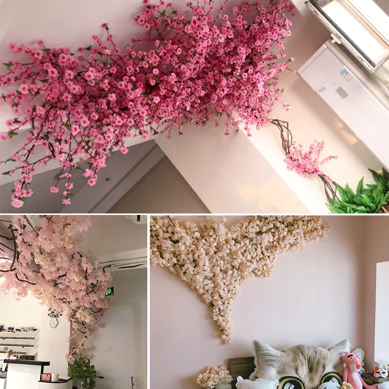 

Cherry blossom tree 1Pcs Artificial Flowers 120cm Silk High simulation Wedding decoration home Decor Factory Direct Selling