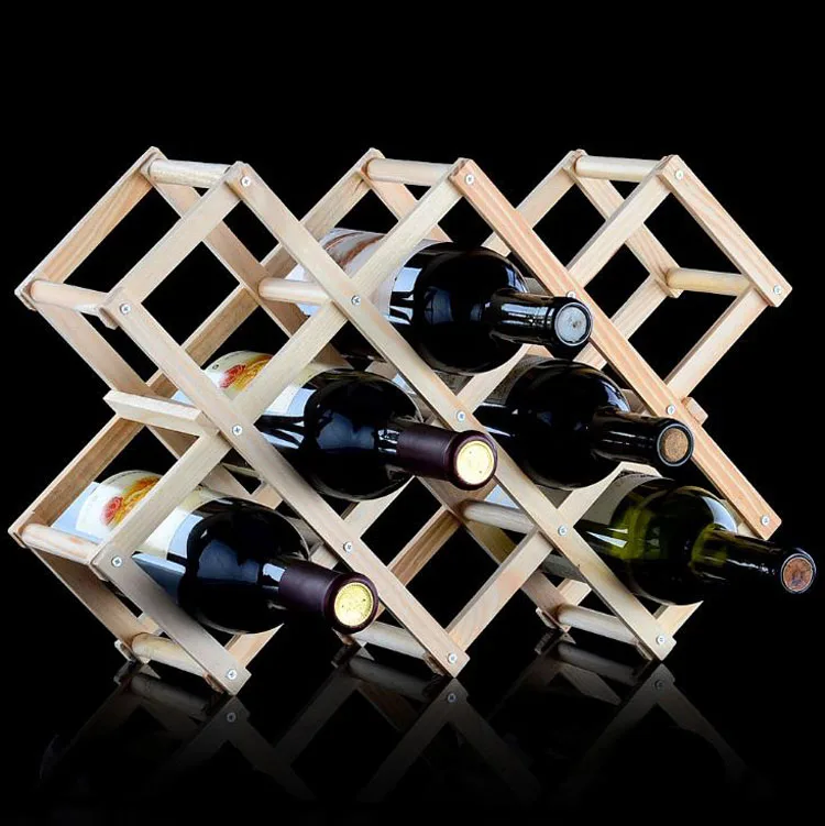 

Creative Folding Wooden Wine Bottle Holders for 3 6 10 Bottle Living Room Bar Decorative Cabinet Red Wine Display Storage Racks