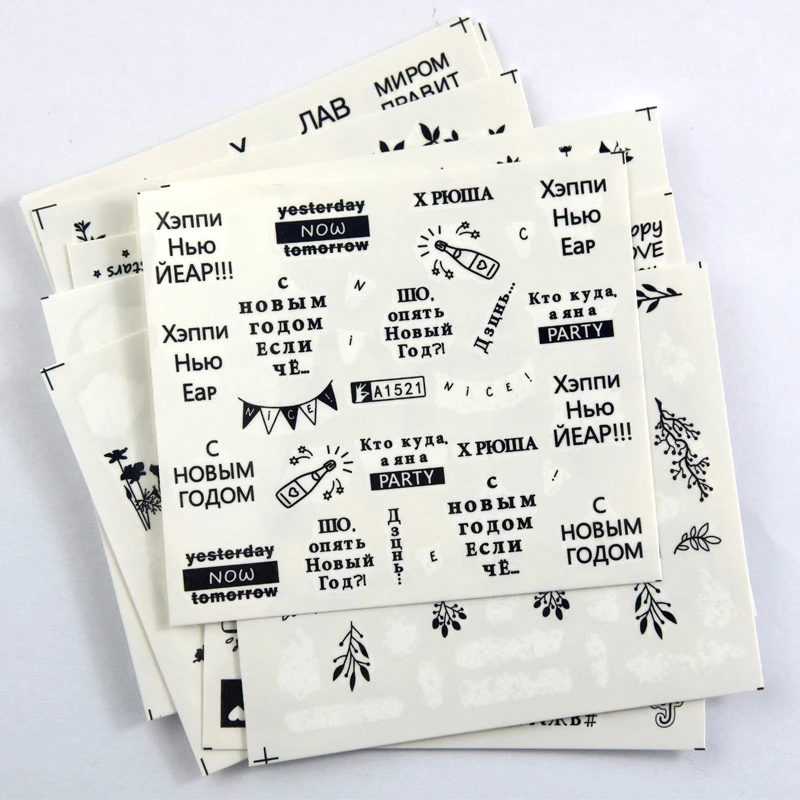 12 шт. Водные Переводные слайдеры бабочки цветы фотообои для ногтей маникюр белые