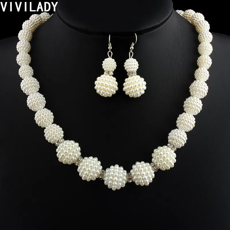 VIVILADY Африканский ручной работы Имитация Жемчужное ожерелье Набор женщин горный