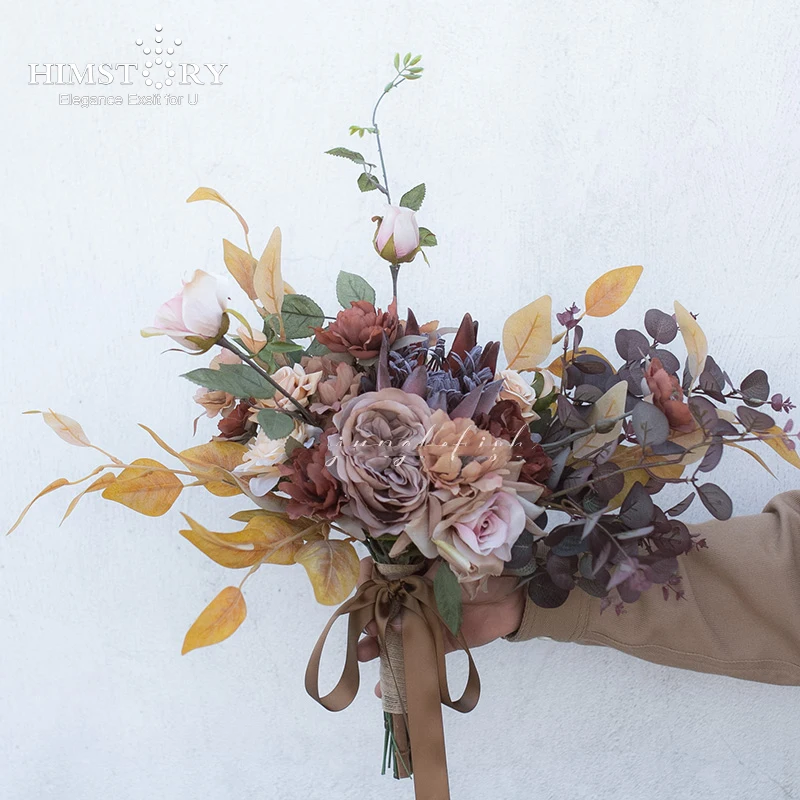 

HIMSTORY New Arrival Bridal Bouquets Women Wedding Artificial Flower Bouquet Studio Wedding Photo Simulation Holding Flowers