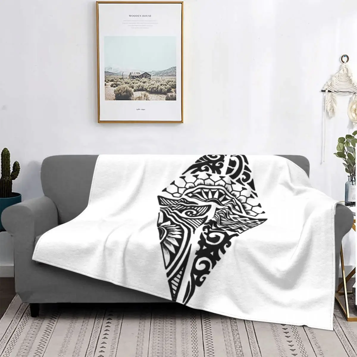 

Hand Drawn Triangular Tribal Blanket Fleece Multi-function Throw Blanket Sofa Throw Blanket Couch Bedding Outdoor Bedspread